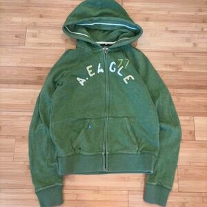 Vintage American eagle y2k girly grunge green zipup hoodie